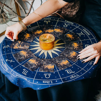 Tarot Wheel of Zodiac Altar Cloth AESTHETIC_Fairycore AESTHETIC_Mushroom SUB CATEGORY_Tapestries