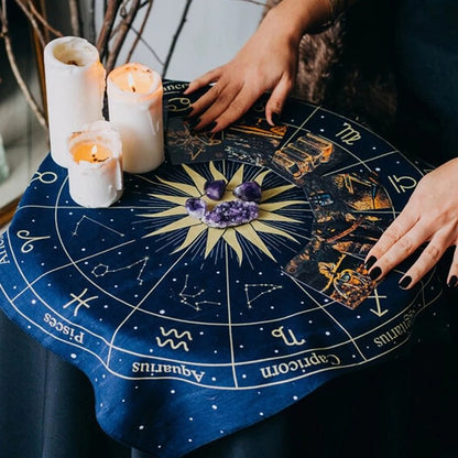 Tarot Wheel of Zodiac Altar Cloth AESTHETIC_Fairycore AESTHETIC_Mushroom SUB CATEGORY_Tapestries