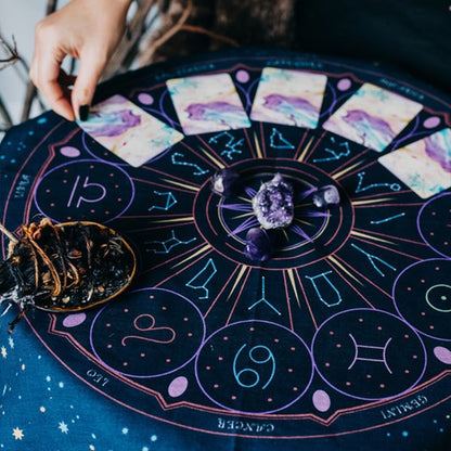 Tarot Wheel of Zodiac Altar Cloth AESTHETIC_Fairycore AESTHETIC_Mushroom SUB CATEGORY_Tapestries