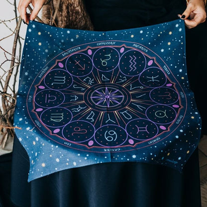 Tarot Wheel of Zodiac Altar Cloth AESTHETIC_Fairycore AESTHETIC_Mushroom SUB CATEGORY_Tapestries