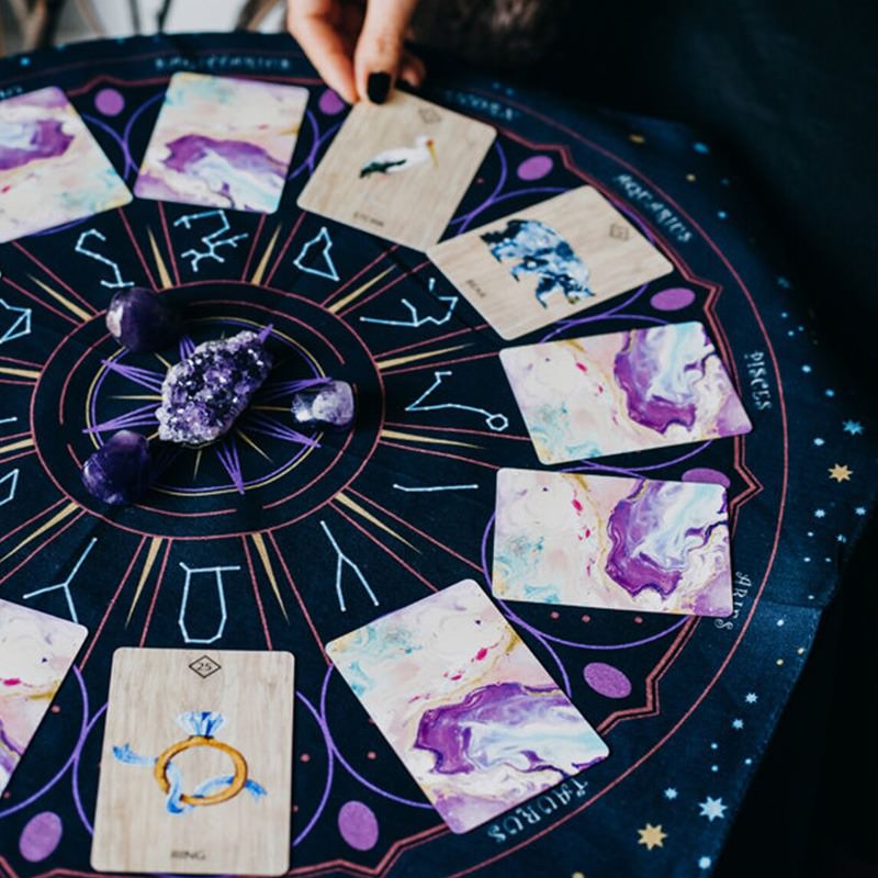 Tarot Wheel of Zodiac Altar Cloth AESTHETIC_Fairycore AESTHETIC_Mushroom SUB CATEGORY_Tapestries