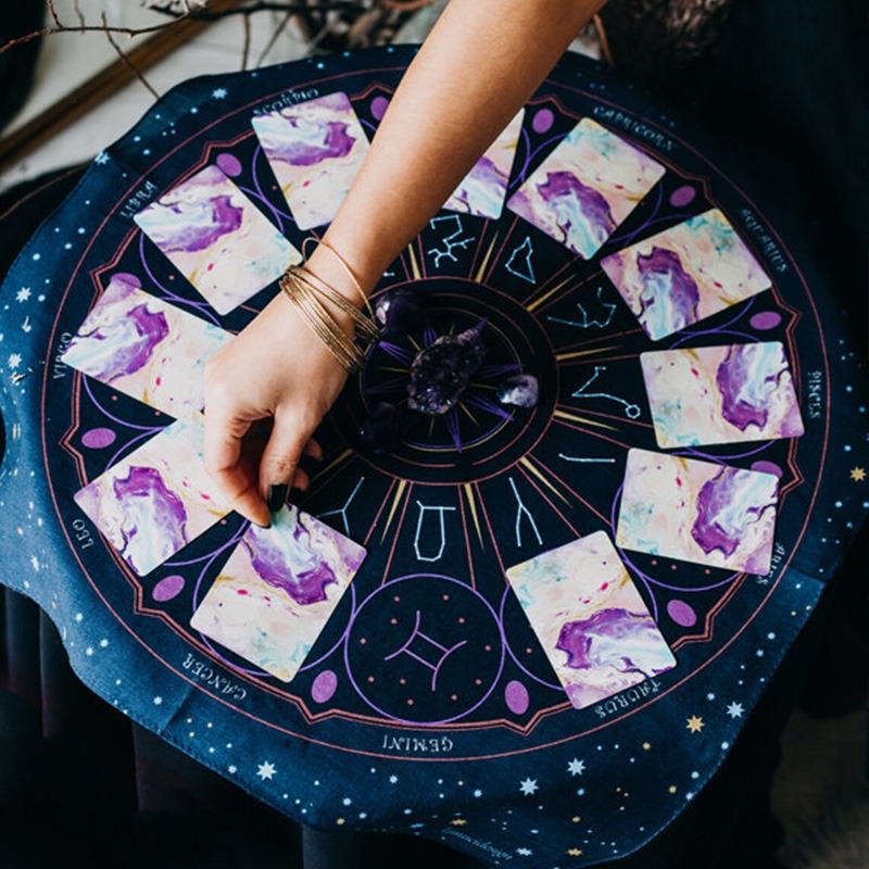 Tarot Wheel of Zodiac Altar Cloth AESTHETIC_Fairycore AESTHETIC_Mushroom SUB CATEGORY_Tapestries