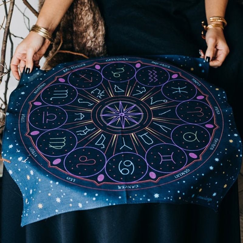 Tarot Wheel of Zodiac Altar Cloth AESTHETIC_Fairycore AESTHETIC_Mushroom SUB CATEGORY_Tapestries