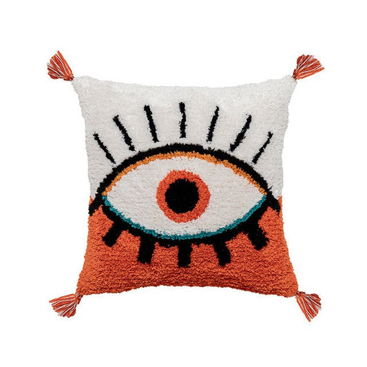 The Eye Tufted Cushion Cover boho tassel