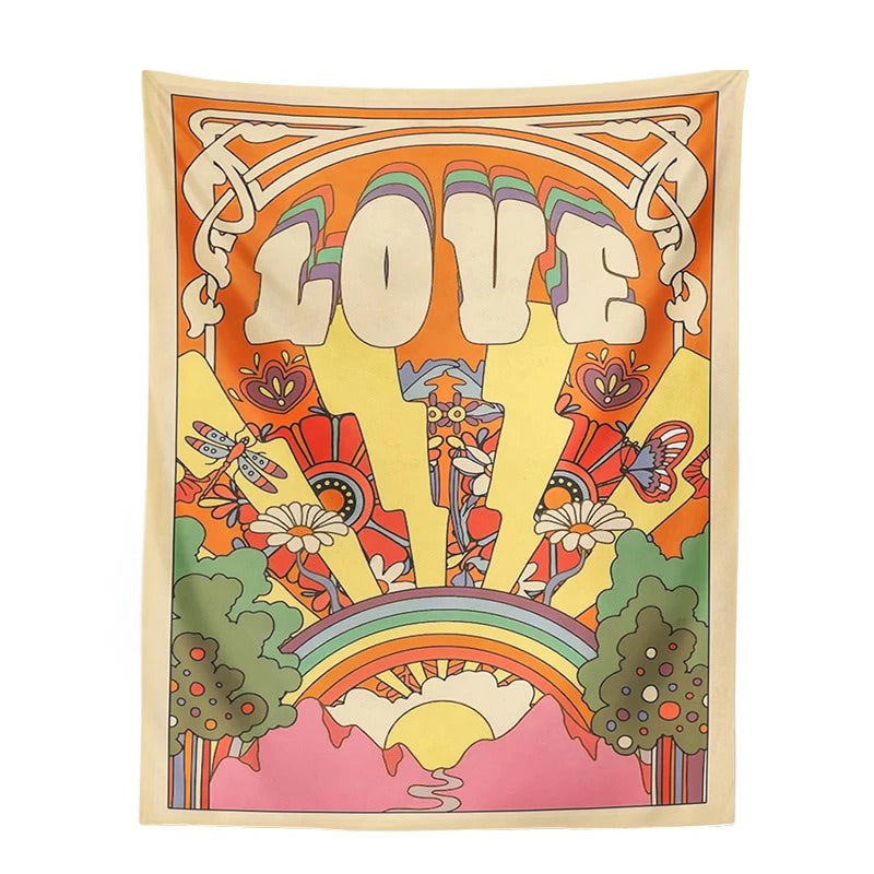 LOVE 70s Style Tapestry indie