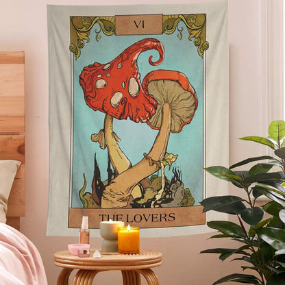 The Lovers Mushrooms Tapestry AESTHETIC_Cottagecore AESTHETIC_Mushroom AESTHETIC_Witchcore SUB CATEGORY_Tapestries