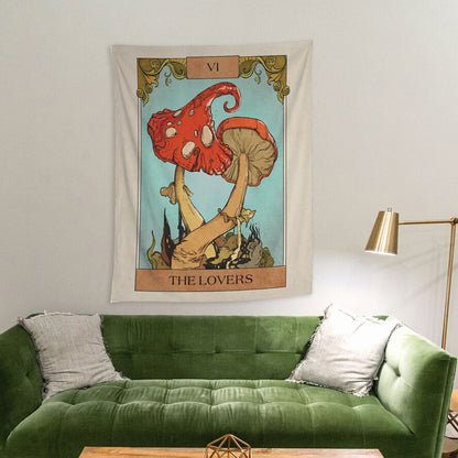 The Lovers Mushrooms Tapestry AESTHETIC_Cottagecore AESTHETIC_Mushroom AESTHETIC_Witchcore SUB CATEGORY_Tapestries