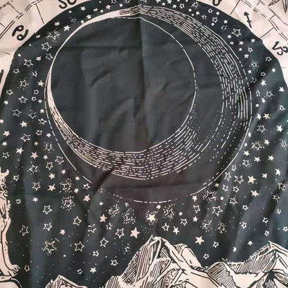 The Moon Tarot Monochrome Tapestry AESTHETIC_Witchcore SUB CATEGORY_Tapestries