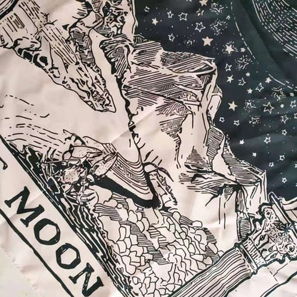 The Moon Tarot Monochrome Tapestry AESTHETIC_Witchcore SUB CATEGORY_Tapestries