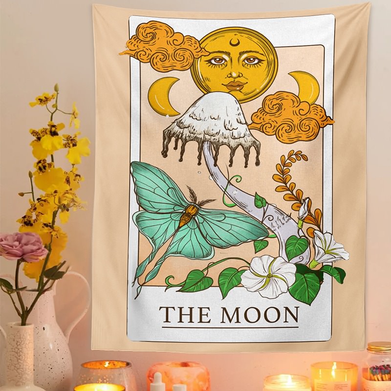 The Moon Mushrooms Tapestry AESTHETIC_Fairycore AESTHETIC_Mushroom fairy mushrooms SUB CATEGORY_Tapestries