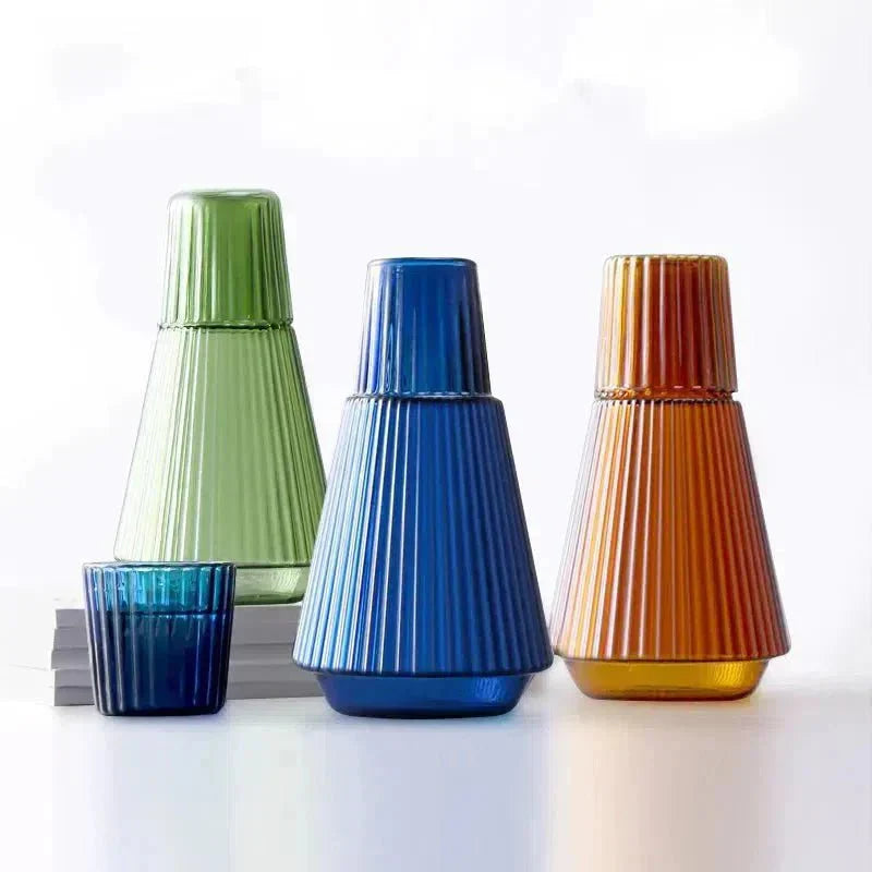 Pleated Glass Carafe Set