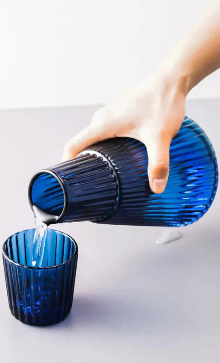 Pleated Glass Carafe Set