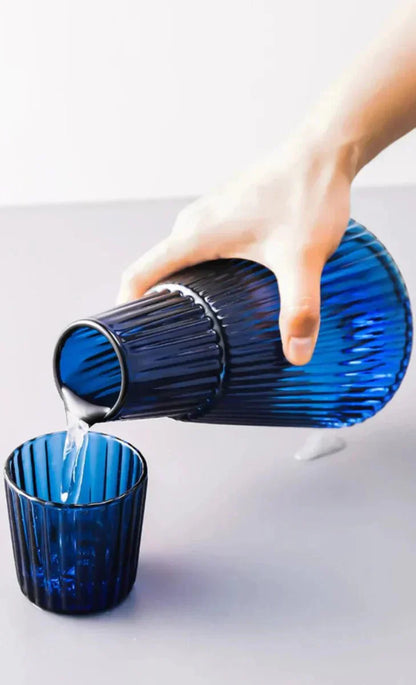 Pleated Glass Carafe Set