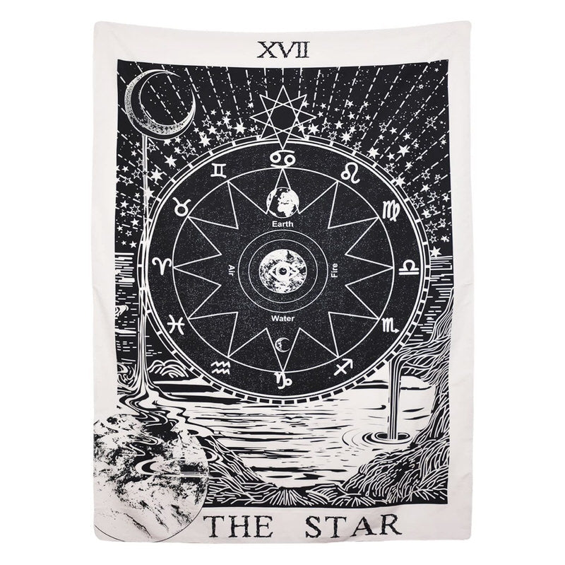 The Star Tarot Monochrome Tapestry AESTHETIC_Witchcore SUB CATEGORY_Tapestries