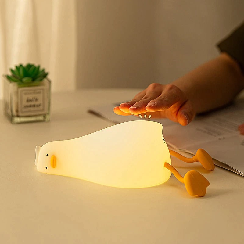 Tired Duck Night Light lamp lying rubber silicone