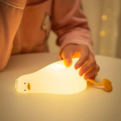 Tired Duck Night Light lamp lying rubber silicone