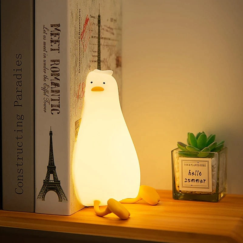 Tired Duck Night Light lamp lying rubber silicone