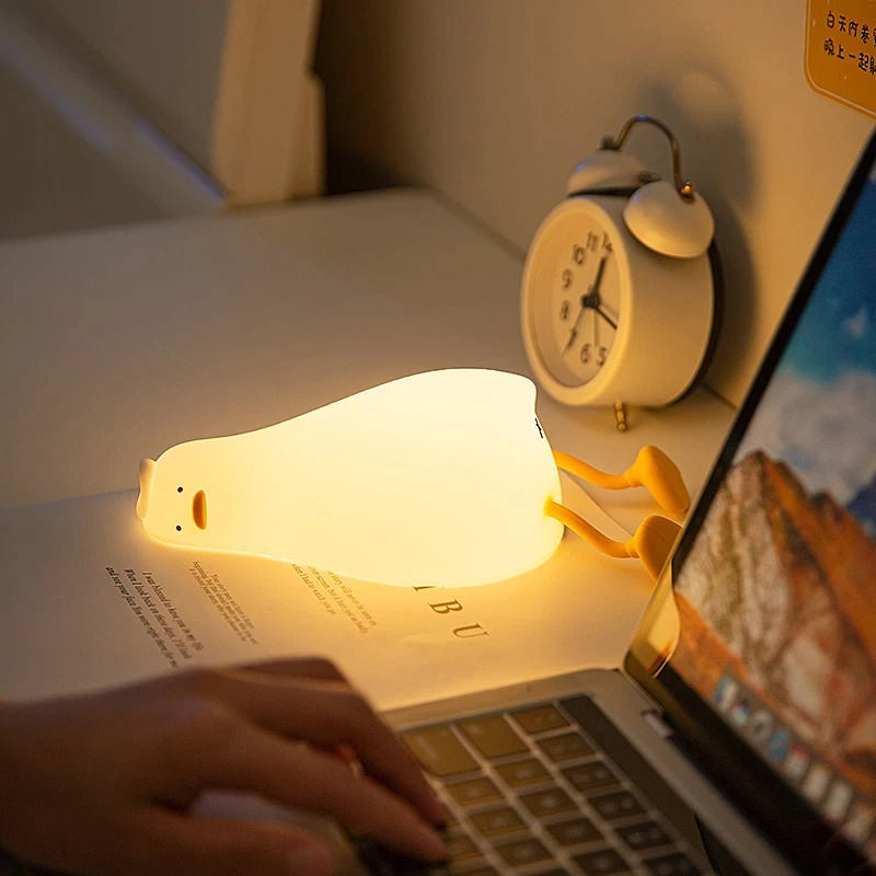 Tired Duck Night Light lamp lying rubber silicone