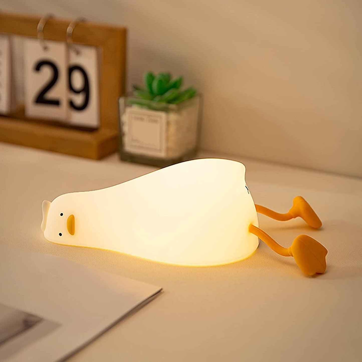 Tired Duck Night Light lamp lying rubber silicone