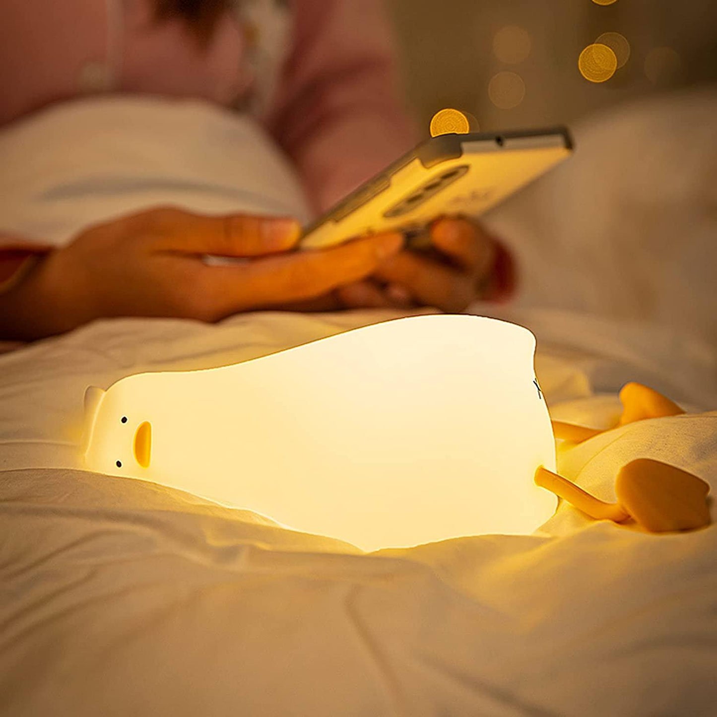 Tired Duck Night Light lamp lying rubber silicone