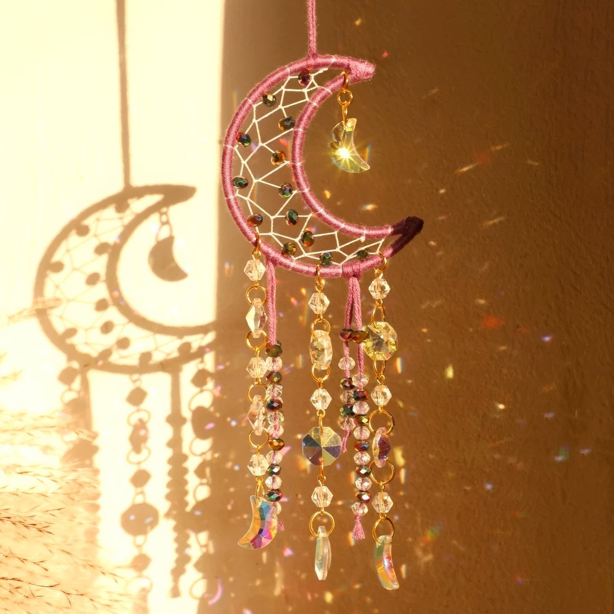 Crescent Moon Beaded Suncatcher