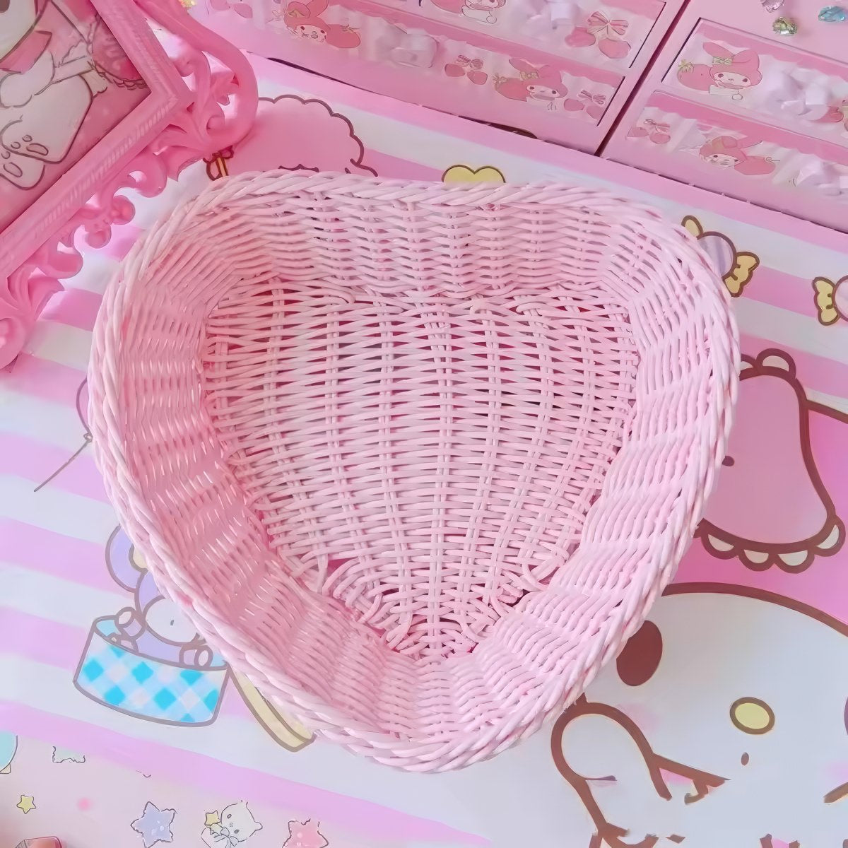 Heart-Shaped Pastel Woven Storage Basket