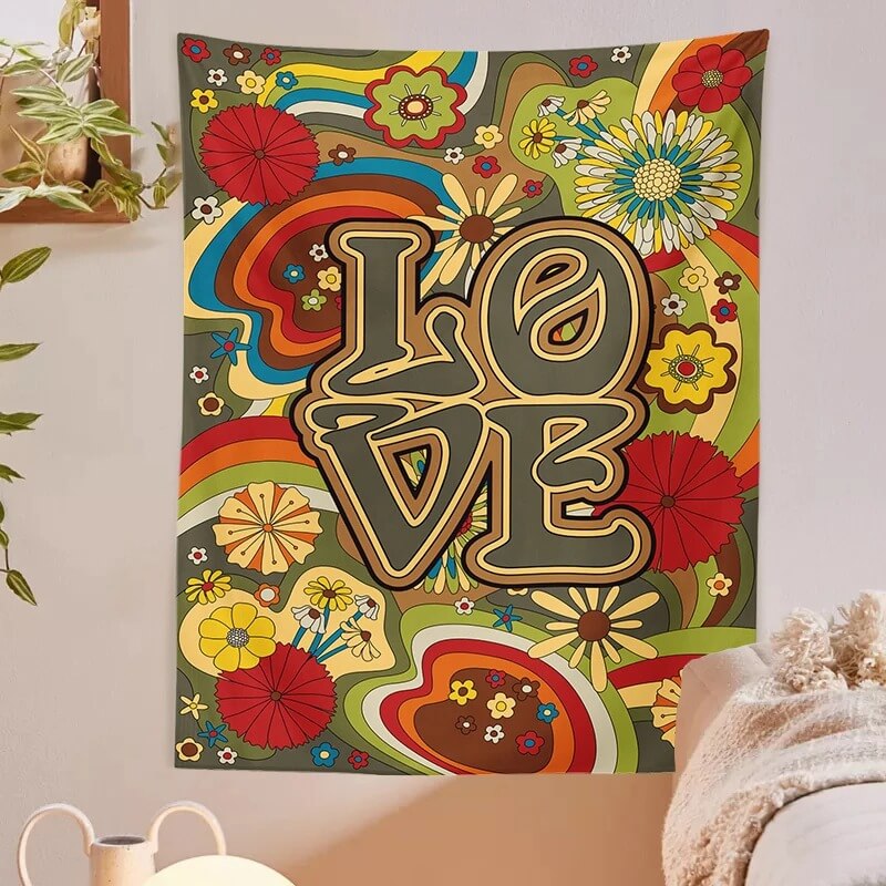 Indie Love Tapestry colorful floral flower flowers trippy