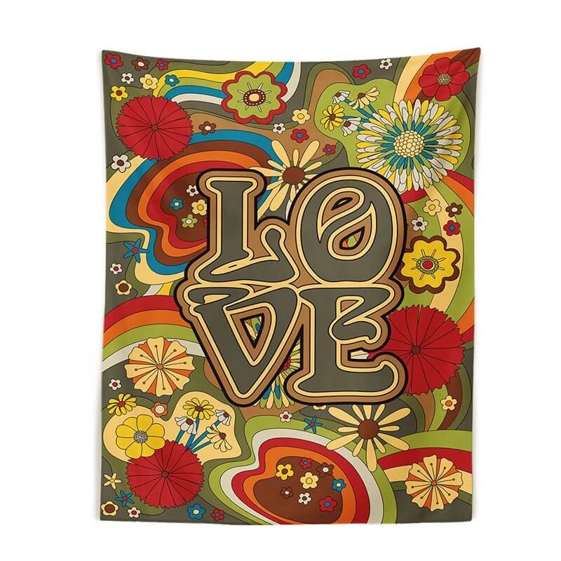 Indie Love Tapestry colorful floral flower flowers trippy