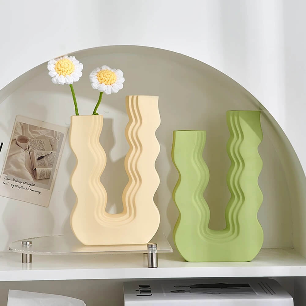 Wavy U Pastel Ceramic Vase curvy matte pastel decor SUB CATEGORY_Vases