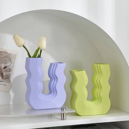 Wavy U Pastel Ceramic Vase curvy matte pastel decor SUB CATEGORY_Vases