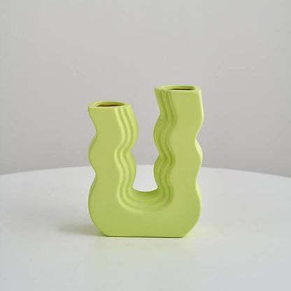 Wavy U Pastel Ceramic Vase curvy matte pastel decor SUB CATEGORY_Vases