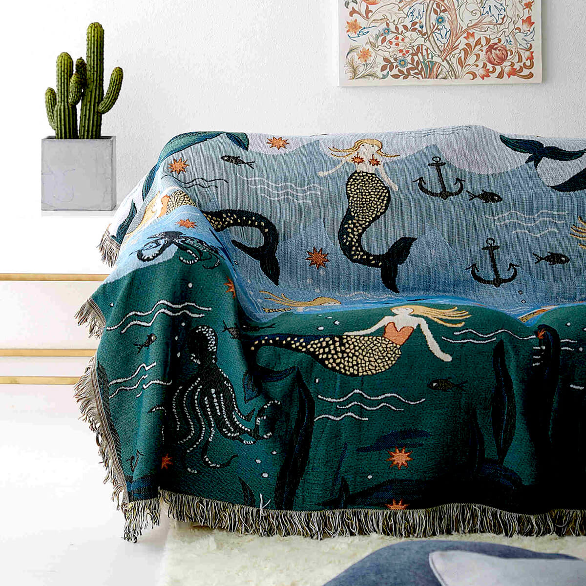 Underwater Mermaid Throw Blanket