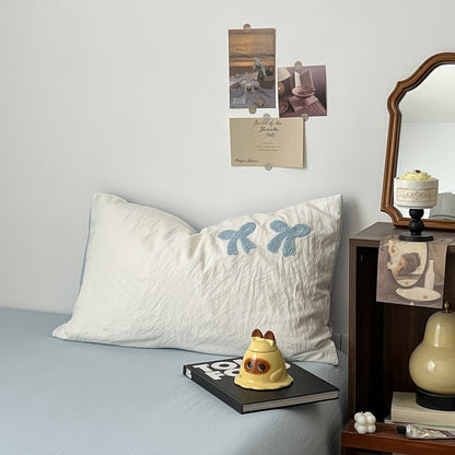 Parure de lit vintage à nœuds touffetés bleus