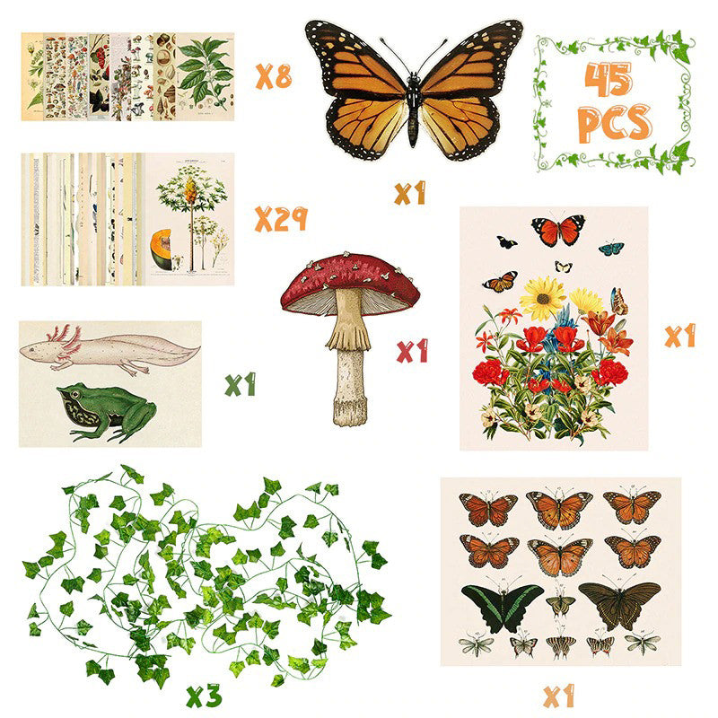 Vintage Botanical Wall Collage Kit AESTHETIC_Cottagecore SUB CATEGORY_Wall Decor