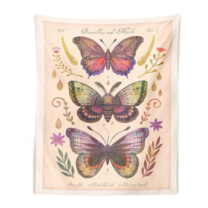Vintage Butterflies Art Tapestry