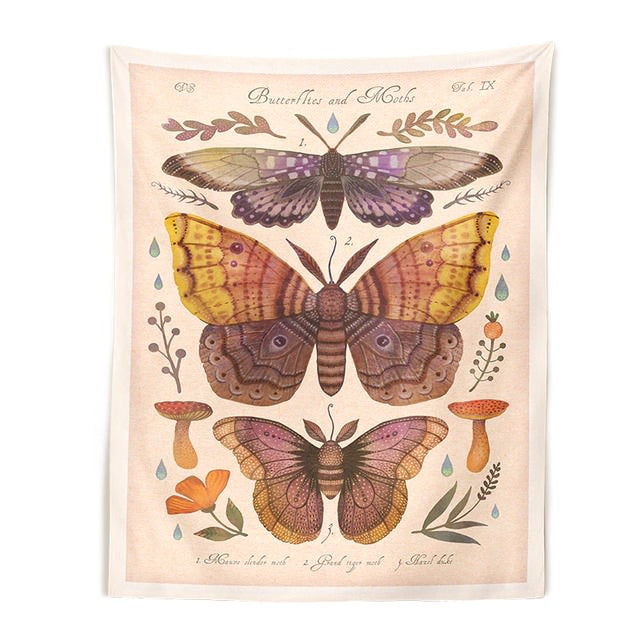 Vintage Butterflies Art Tapestry