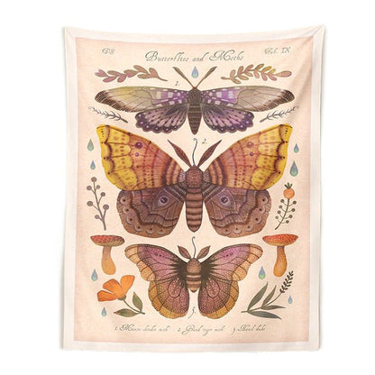 Vintage Butterflies Art Tapestry