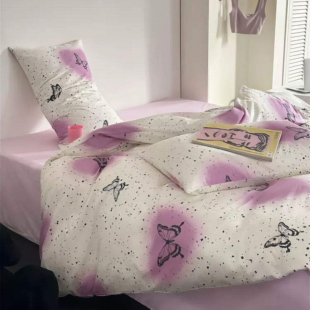 Vintage Butterflies Y2K Aesthetic Bedding Set bed sheet bedsheets coquette cottagecore