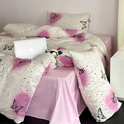 Vintage Butterflies Y2K Aesthetic Bedding Set bed sheet bedsheets coquette cottagecore