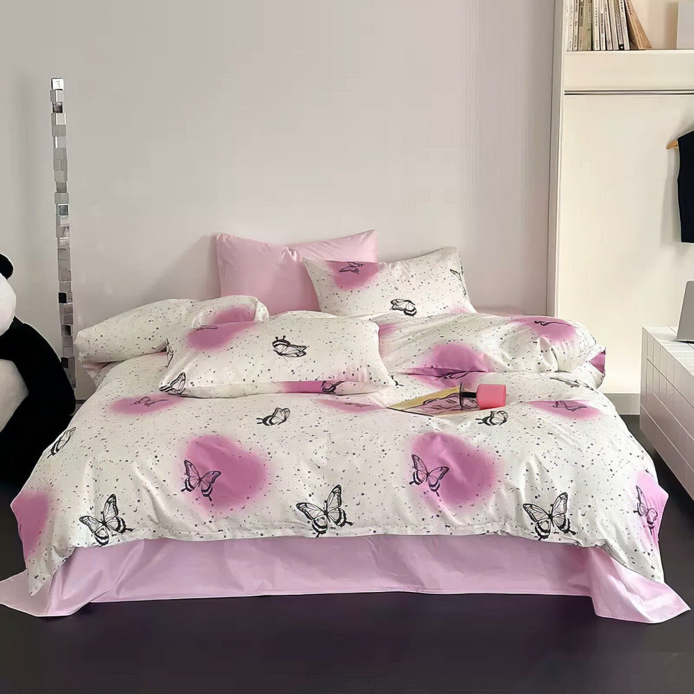 Vintage Butterflies Y2K Aesthetic Bedding Set bed sheet bedsheets coquette cottagecore