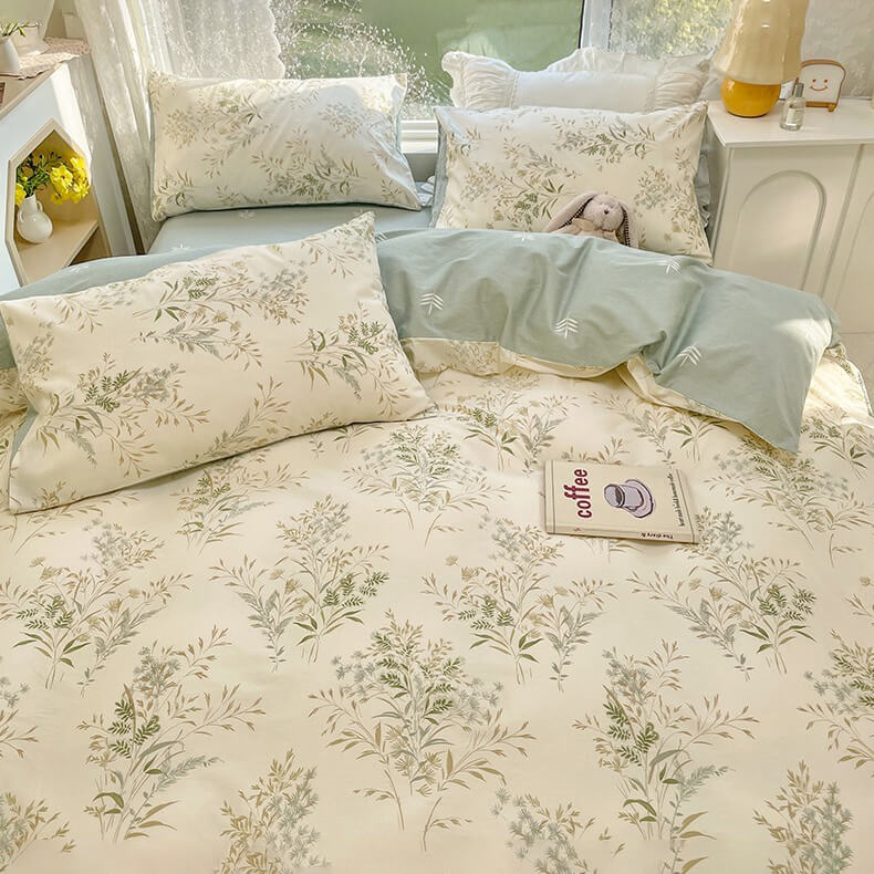 Vintage Pale Floral Print Bedding Set bed sheet bedsheets coquette cottagecore duvet cover