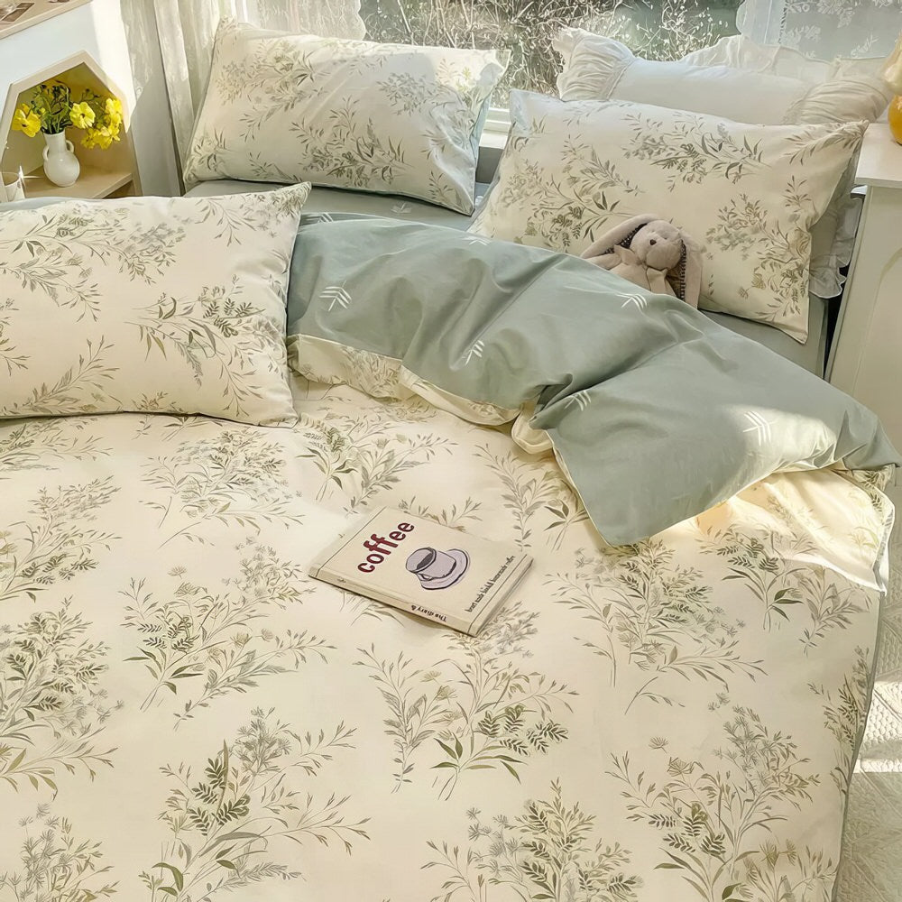 Vintage Pale Floral Print Bedding Set bed sheet bedsheets coquette cottagecore duvet cover