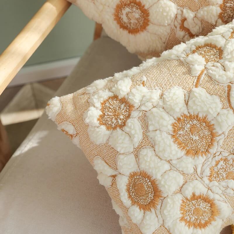 Vintage Embroidered Flowers Cushion Cover embroidered floral fluffy SUB CATEGORY_Cushion Covers vintage