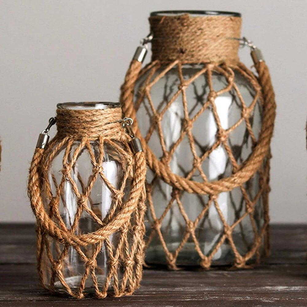 Rustic Hanging Glass Jar SUB CATEGORY_Vases vintage