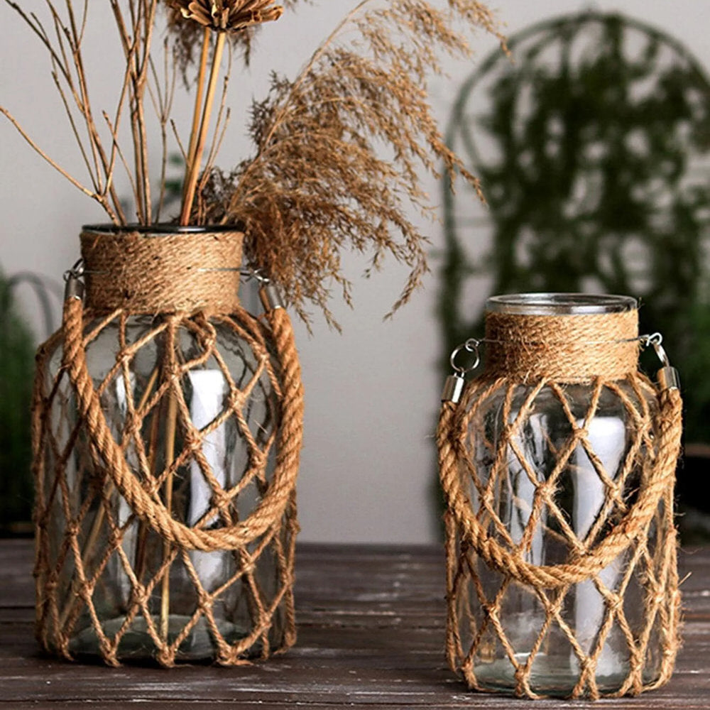 Rustic Hanging Glass Jar SUB CATEGORY_Vases vintage