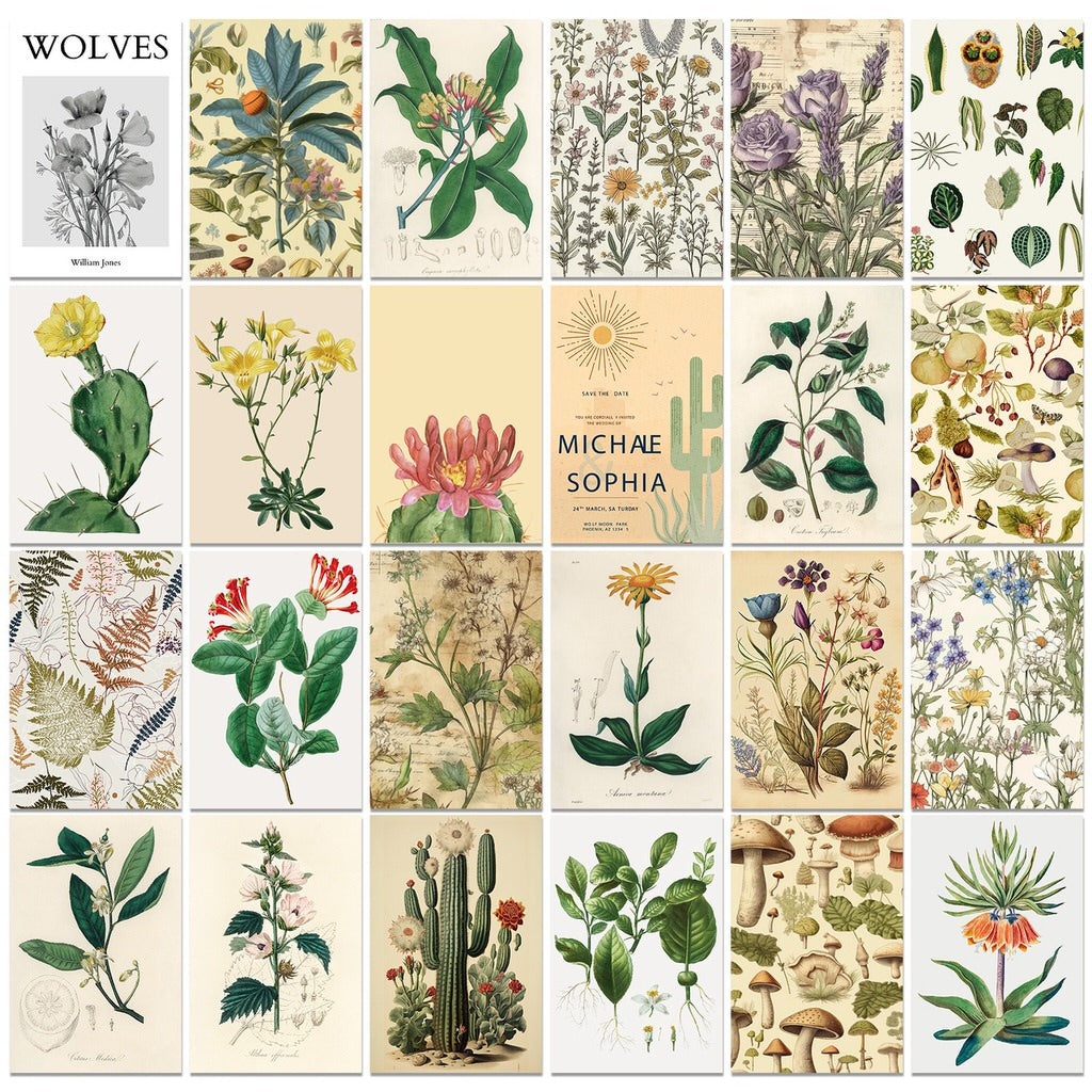 Vintage Herbal Wall Collage Cards Kit