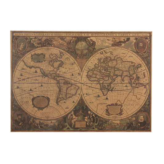 Vintage World Map Kraft Paper Poster earth map retro SUB CATEGORY_Posters vintage