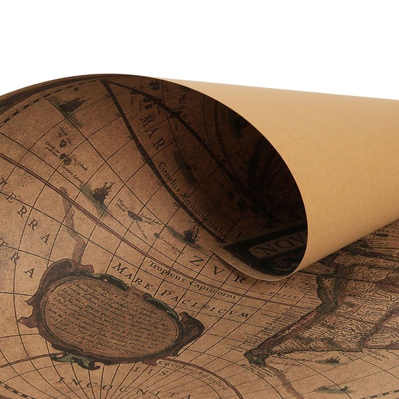 Vintage World Map Kraft Paper Poster earth map retro SUB CATEGORY_Posters vintage