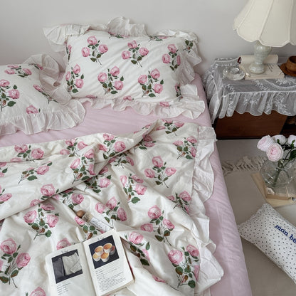 Vintage Pale Roses Summer Comforter Set