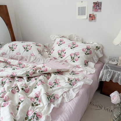 Vintage Pale Roses Summer Comforter Set